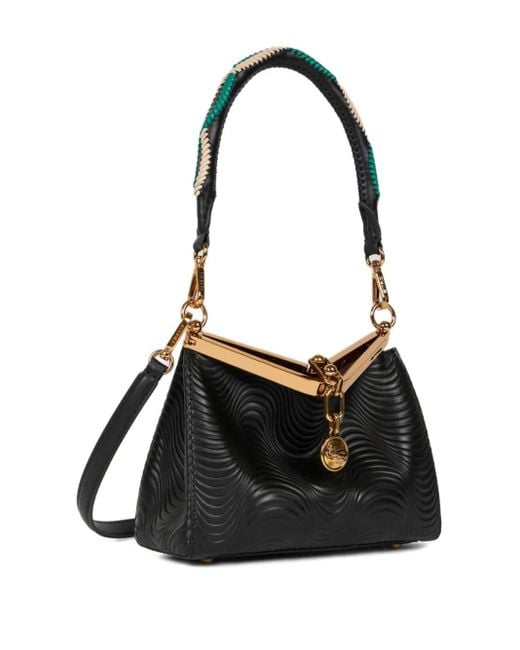 Etro Black Small Vela Bag With Wavy Motif