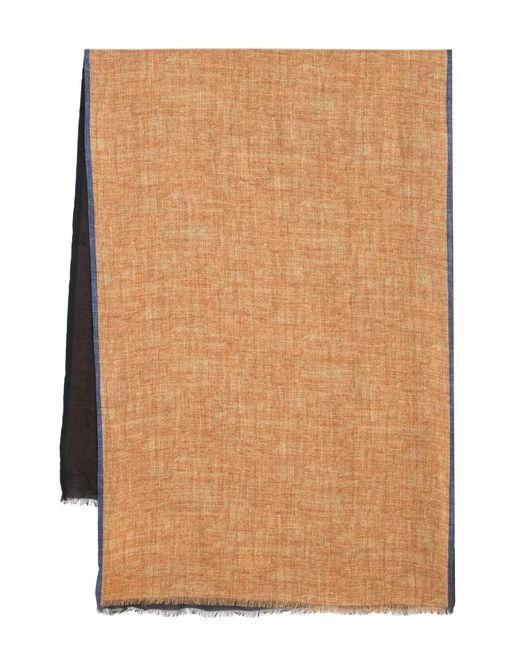 Dell'Oglio Brown Two-Tone Frayed Scarf for men