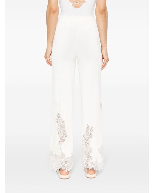 Ermanno Scervino White Chantilly-lace straight trousers