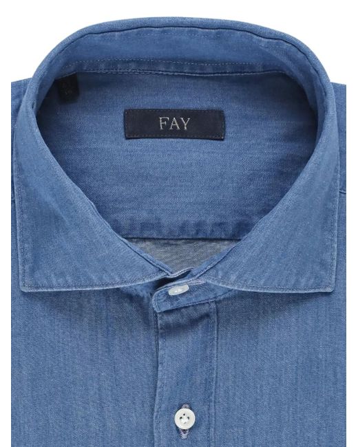 Fay Blue Button-Fastening Shirt for men