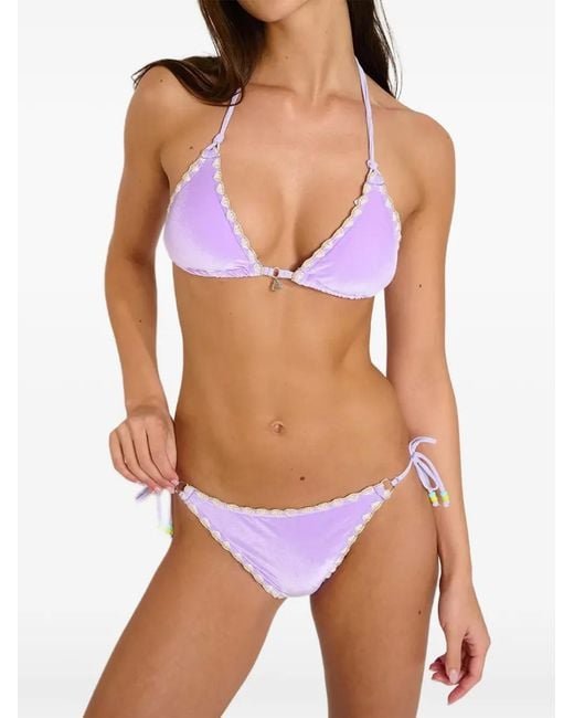 Banana Moon Blue Nucomassa Neosun Crochet-Trim Velvet Bikini