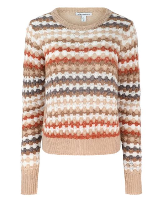 Maglione Girocollo A Righe di Autumn Cashmere in White