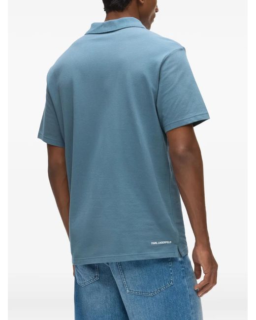 Karl Lagerfeld Blue Kameo Logo Pique Polo Shirt for men