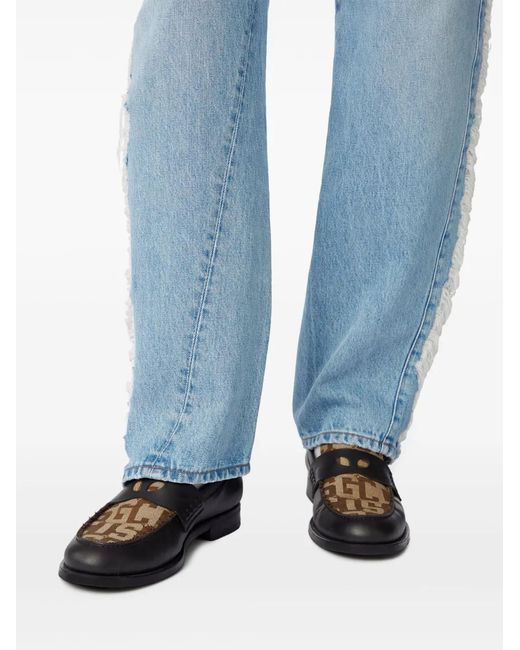 Gcds Black Wirdo Monogram-Print Loafers