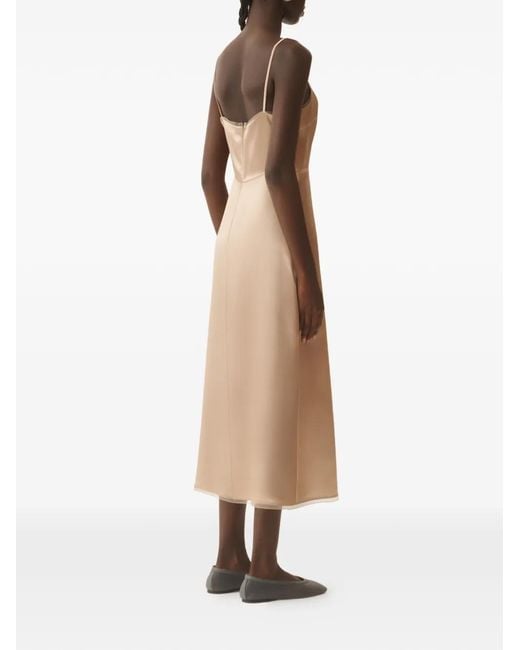 Fabiana Filippi Natural Caped Slip Midi Dress
