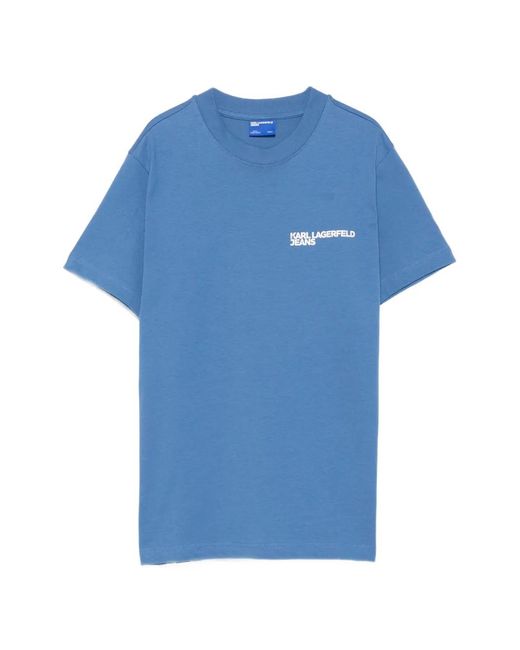 Karl Lagerfeld Blue Logo-Print T-Shirt for men