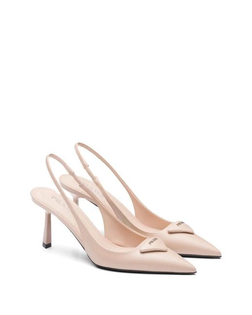Prada Natural Brushed Leather Slingbacks 75
