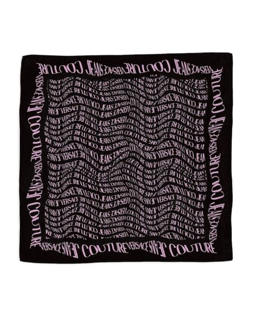 Versace Jeans Couture Black Logo-Print Scarf