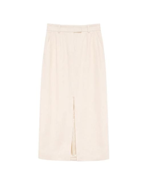 Anine Bing White Jupe Mi-Longue Meredith À Fente