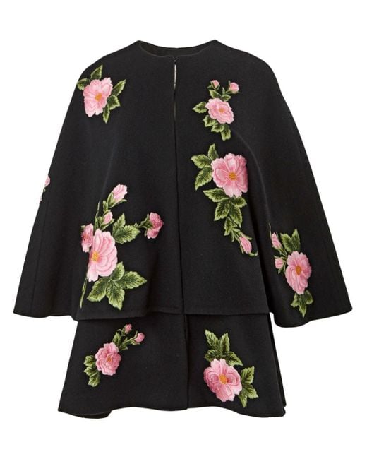 Cape À Rose Brodée Carolina Herrera en coloris Black