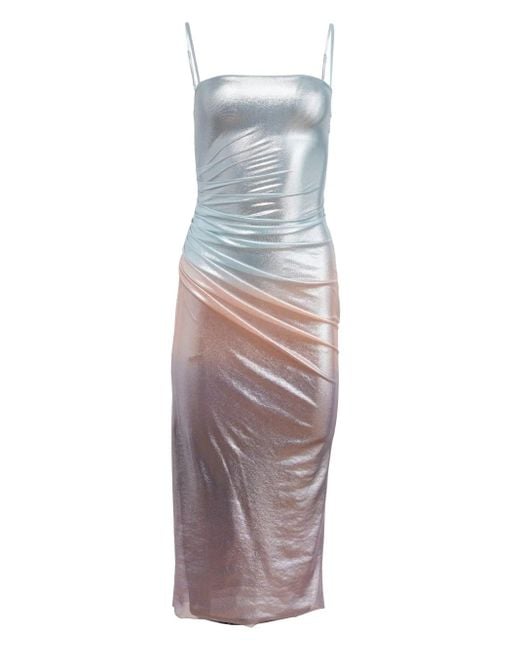 Fleur du Mal Blue Ombré-Effect Metallic Dress