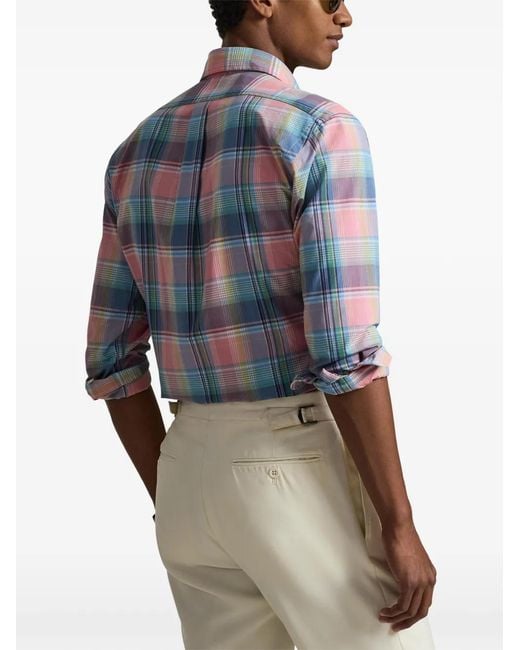 Polo Ralph Lauren Blue Checked Long-Sleeve Shirt for men