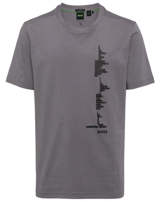 Boss Gray Graphic-print T-shirt for men