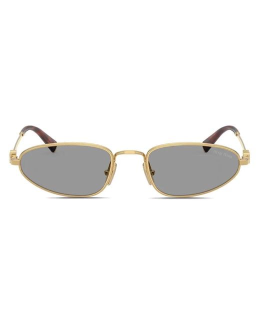 Miu Miu Metallic Oval-Frame Sunglasses