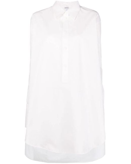 Robe-Chemise En Popeline À Manches Longues Loewe en coloris White