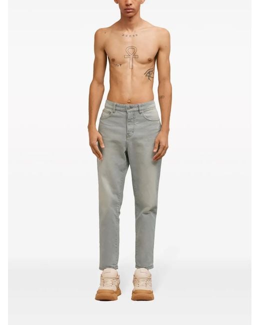 AMI Gray Logo-Patch Organic Cotton Jeans for men