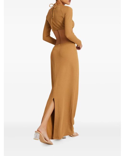 PATBO Metallic Embellished Cut-Out Maxi Dress