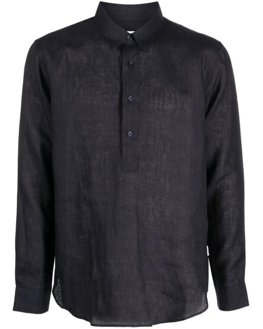 Orlebar Brown Blue Long-Sleeve Linen Shirt for men