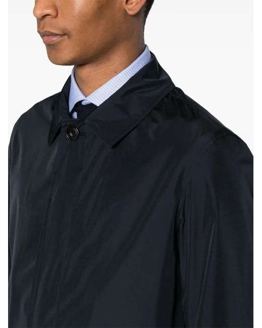 Corneliani Blue Spread-Collar Buttoned Raincoat for men