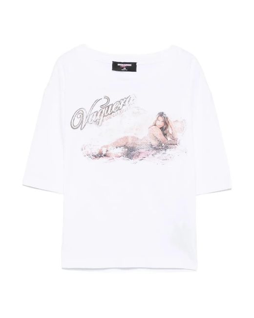 DSquared² White Logo Cotton T-Shirt