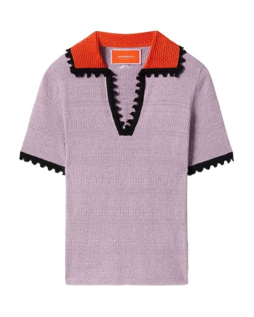 LaDoubleJ Purple Colour-Block T-Shirt