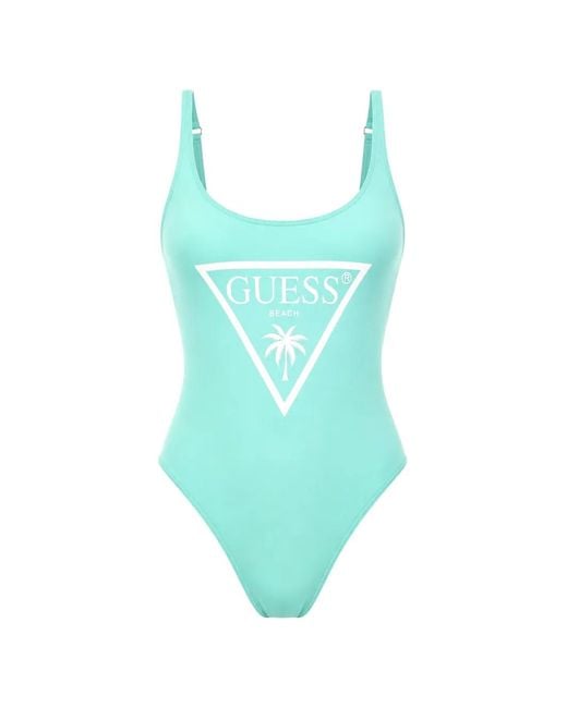 Guess Blue Logo-Print Swimsuit