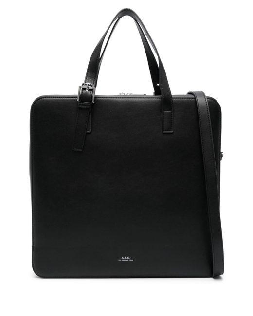 A.P.C. Black Logo-Stamp Laptop Bag for men