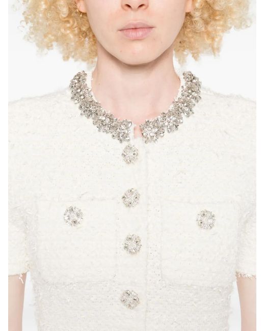 Self-Portrait White Crystal Embellished Dress