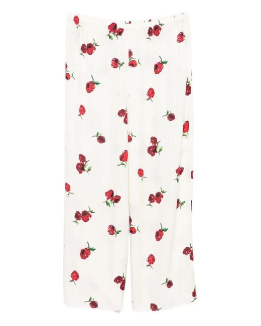 Khaite White Graphic-Print Trousers