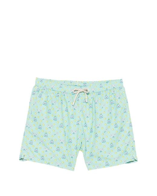 Mc2 Saint Barth Green Graphic-Print Swim Shorts for men