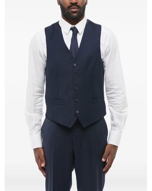 Corneliani Blue Single-Breasted Waistcoat for men