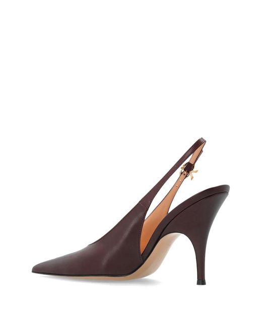 Gianvito Rossi Brown Sofia Pointed-Toe Slingback Pumps