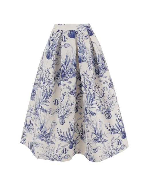 Lunatica Milano Flared Rok Met Print in het White