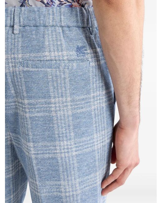 Etro Blue Checked Chino Trousers for men