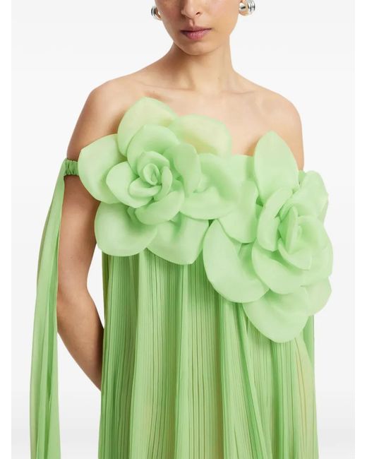 LEO LIN Green Jaclyn Flower-Detail Maxi Dress