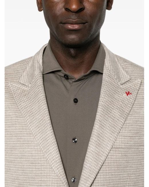 Isaia White Houndstooth-Pattern Blazer for men