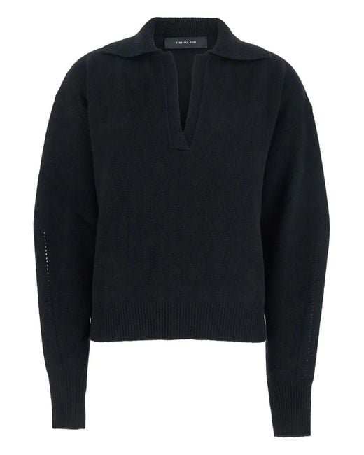FEDERICA TOSI Blue Long-Sleeved Polo-Neck Sweater