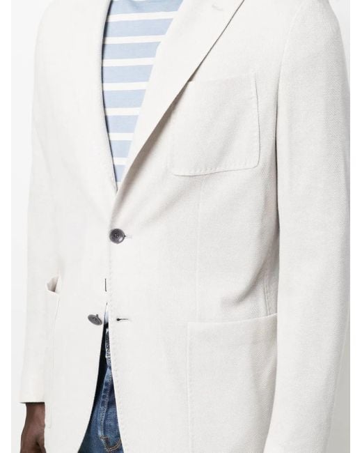 Canali White Fitted Single-Breasted Button Blazer for men