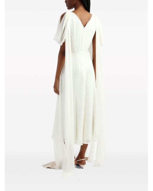 Erdem White Draped-detailing Sequined Dress