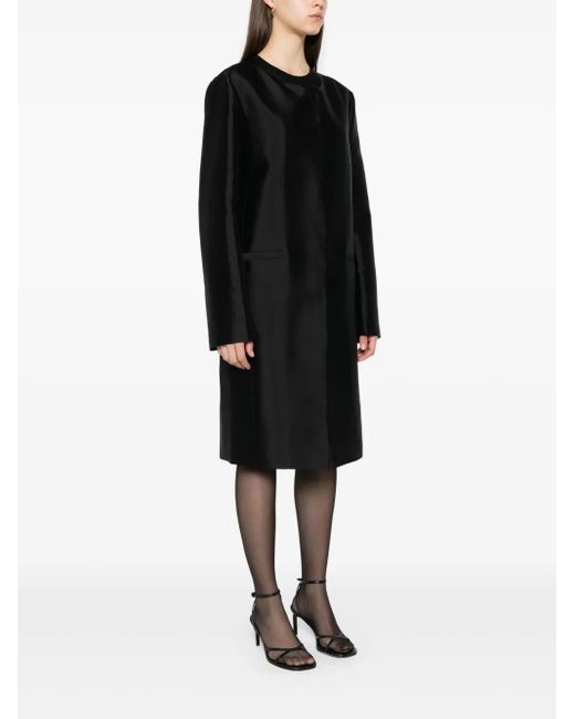 Totême  Black Collarless Silk Coat