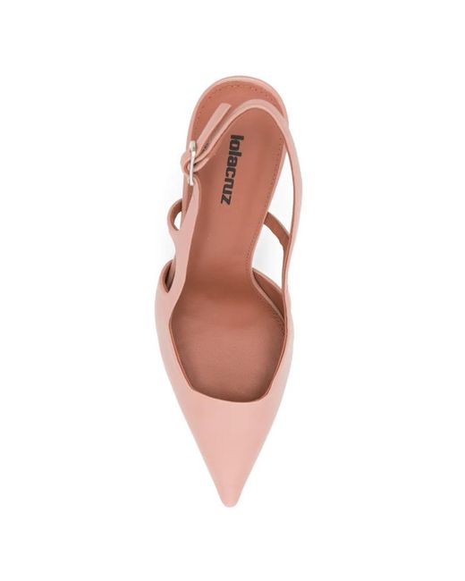 Lola Cruz Pink Rhina Pointed-Toe Slingback Sandals