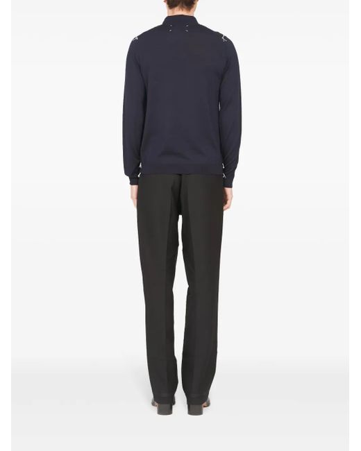 Maison Margiela Blue Wool Polo Jumper