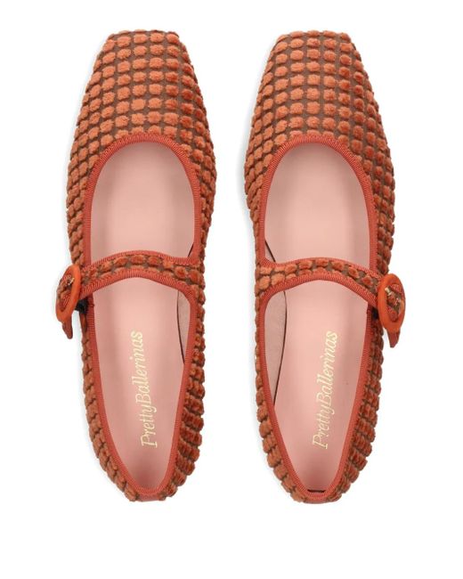 Pretty Ballerinas Brown Georgia Buckle-Detail Ballet Flats
