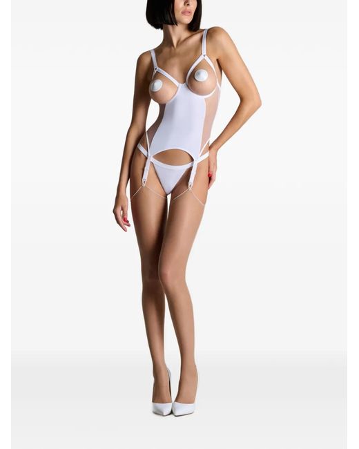 Maison Close White Pure Tentation Open Garter Bodysuit