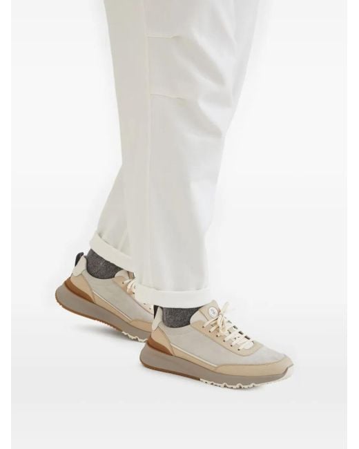 Brunello Cucinelli Sneakers Met Vlakken in het White voor heren
