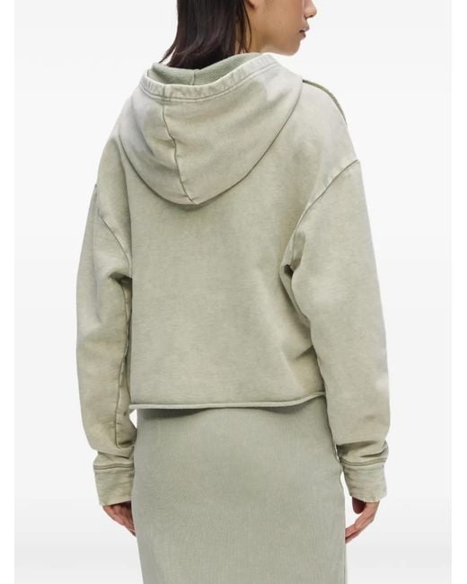 Karl Lagerfeld Green Logo-Detail Washed Zip-Up Hoodie