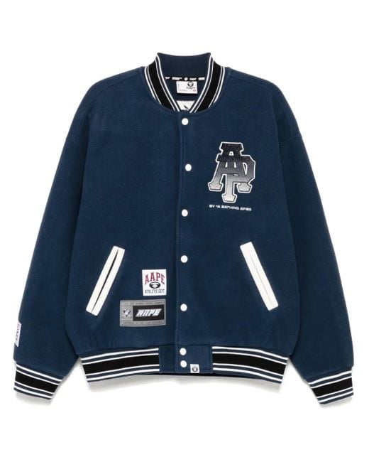 Aape By A Bathing Ape Blue Logo Varsity Jacket for men