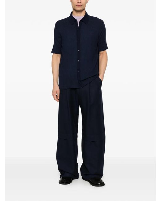 Bompard Blue Polo Boutonné À Design Côtelé for men