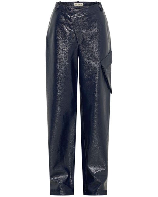 Nicholas Blue Genevieve Asymmetric Faux-leather Trousers