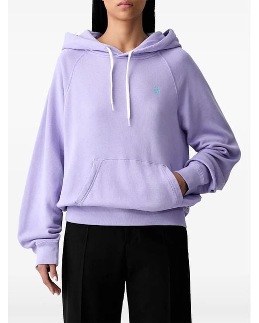 Polo Ralph Lauren Purple Shrunken-Fit Lightweight Fleece Hoodie